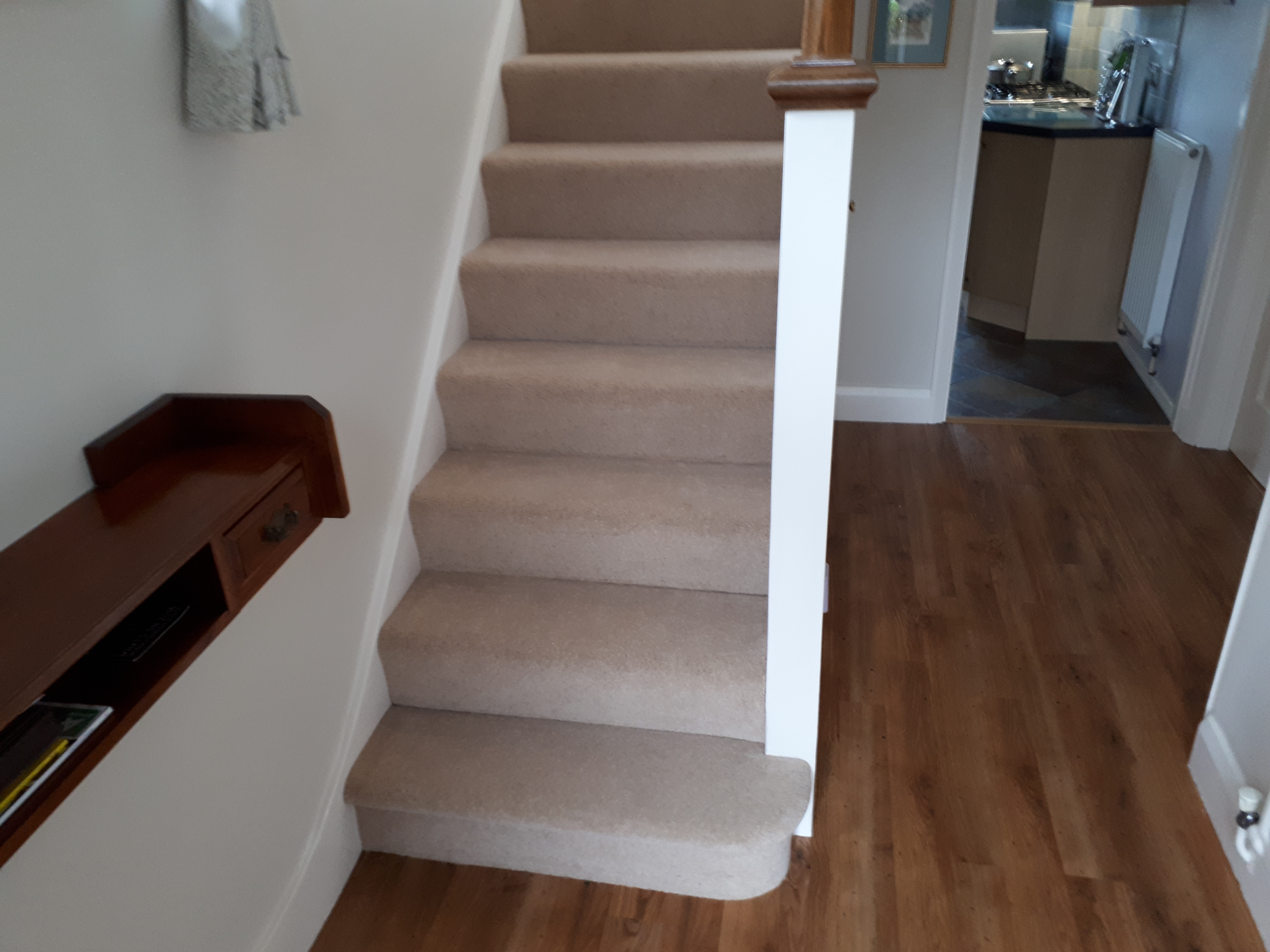 Natural 80 20 twist pile carpet stairs