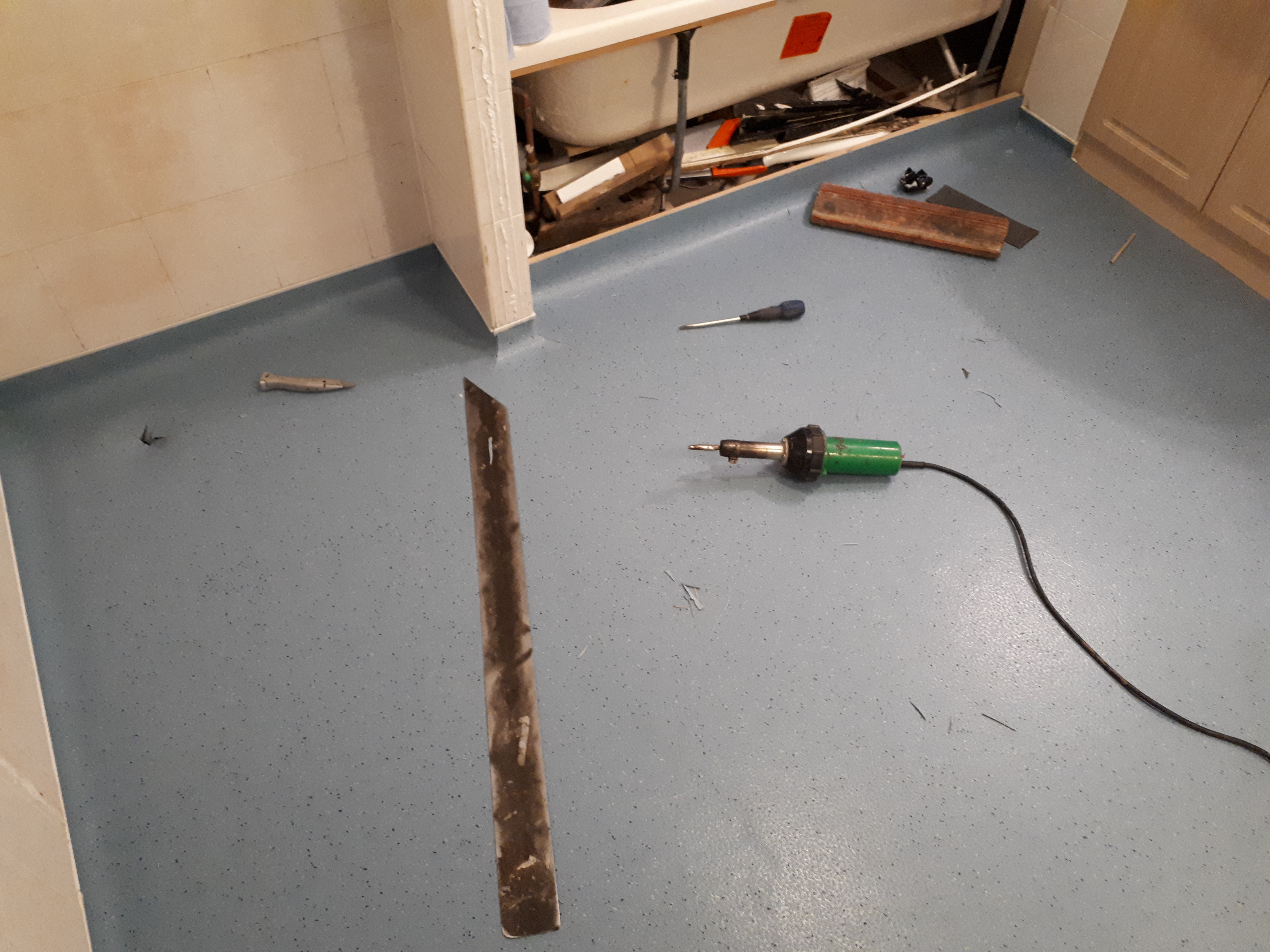 Wet room safety flooring welding